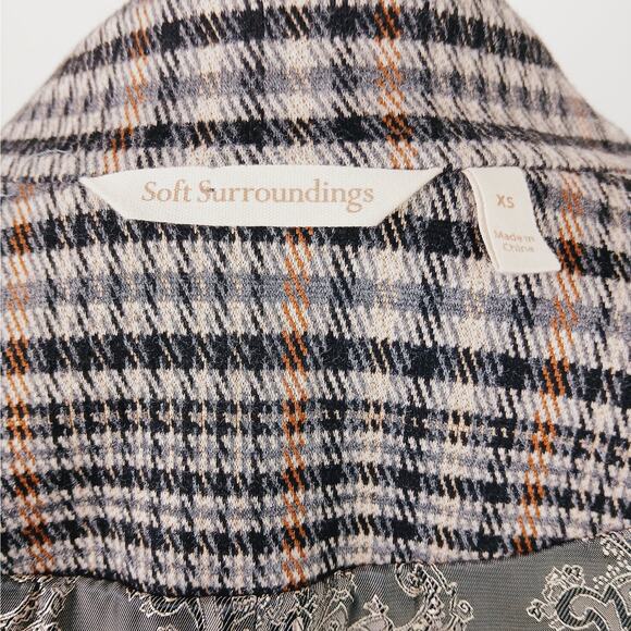 Soft Surroundings SZ XS St. James Brown Plaid Open Front Blazer $160 - Picture 6 of 7